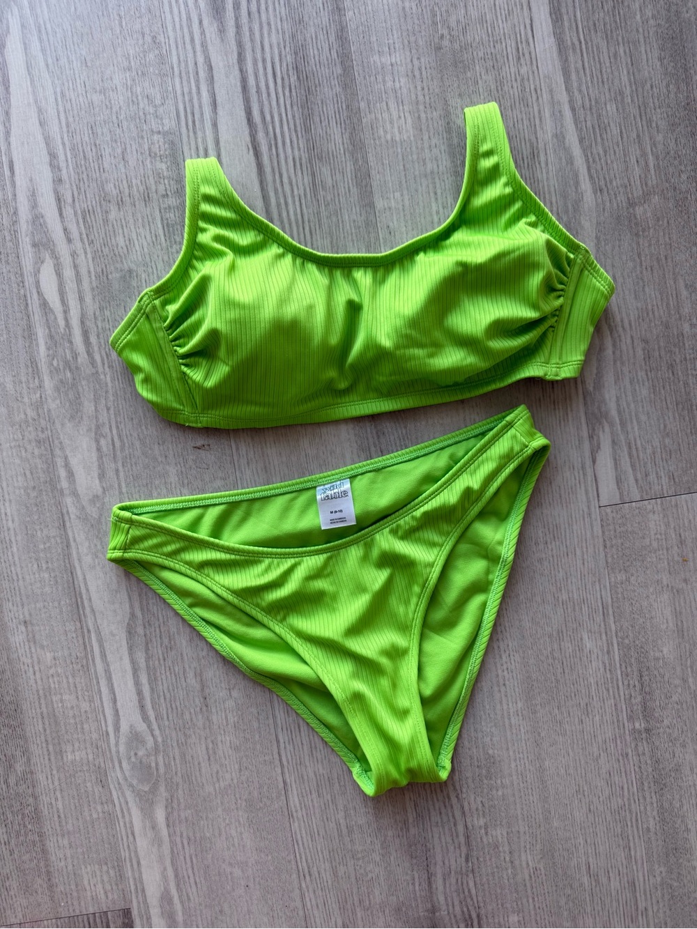 Neon Green Ribbed Bikini Set